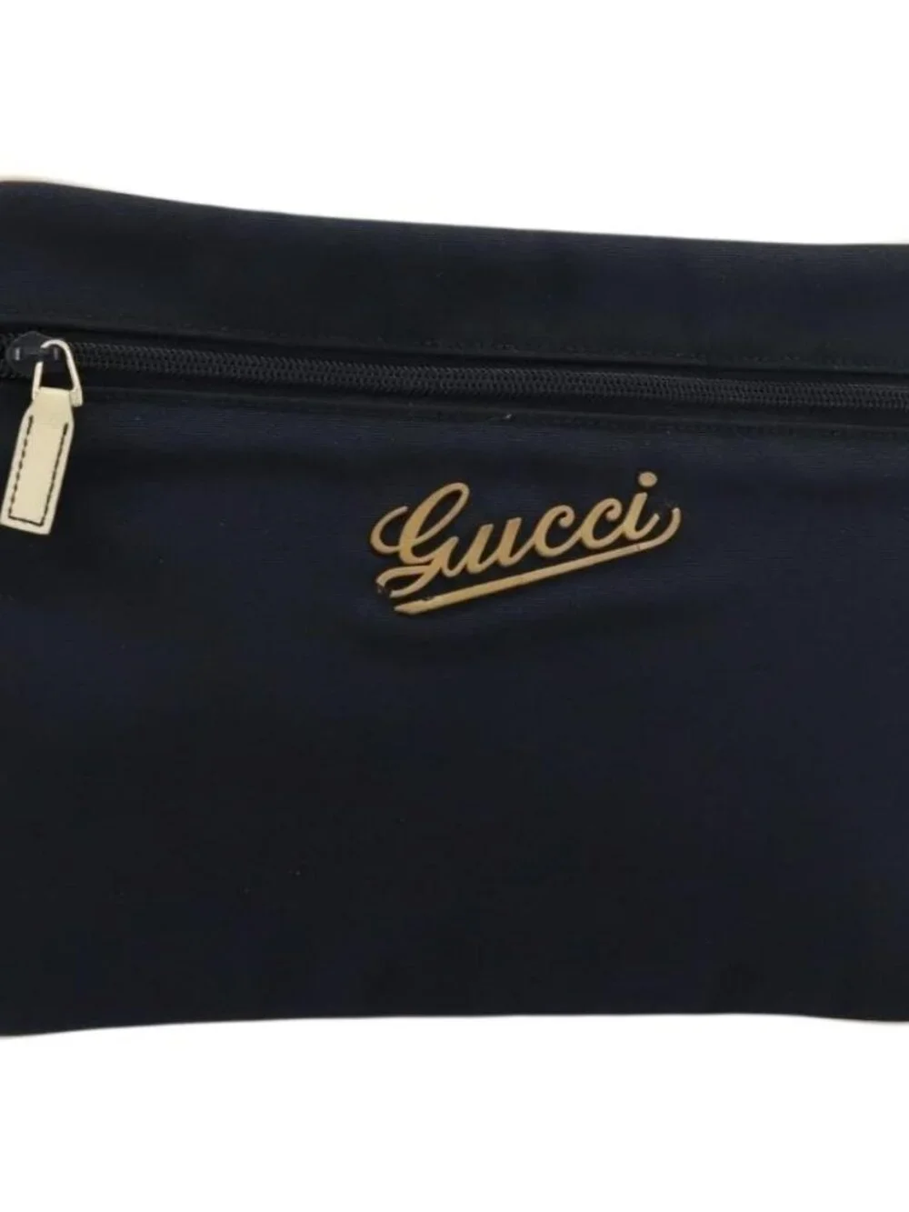 GUCCI Pouch Nylon Navy Silver Auth bs22200